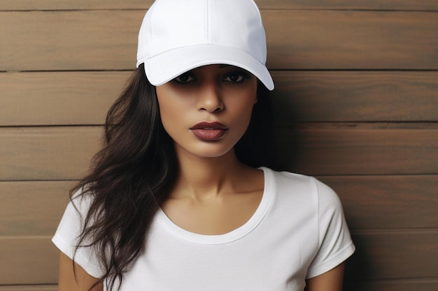 Photo une femme portant une casquette blanche sur laquelle est écrit « nouveau ».