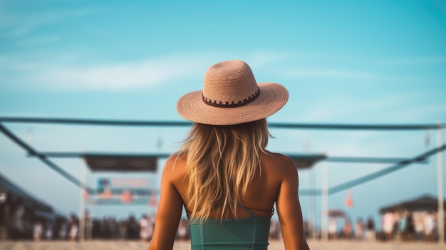 Une femme portant un chapeau