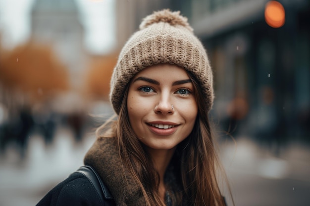 Une femme portant un chapeau