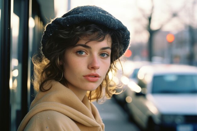 Une femme portant un chapeau