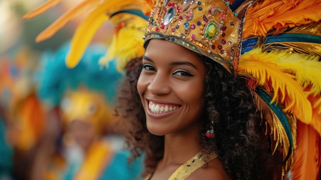 Une femme portant une coiffure colorée et souriante