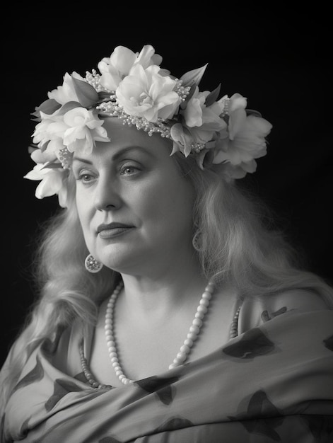 Photo une femme portant une couronne de fleurs porte un bandeau sur la tête