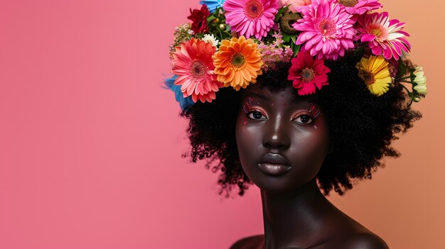Photo une femme portant une couronne de fleurs