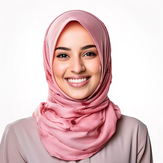 une femme portant un foulard qui dit "elle sourit"