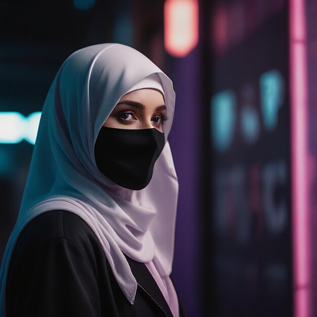 Photo une femme portant un hijab avec un foulard noir sur la tête