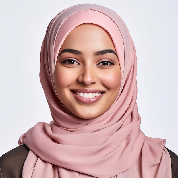une femme portant un hijab avec un foulard rose