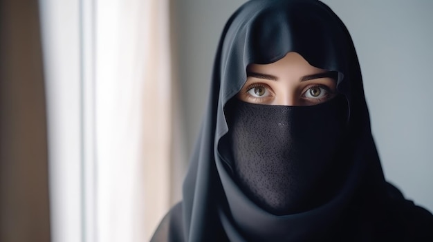 Une femme portant un hijab noir et un hijab noir