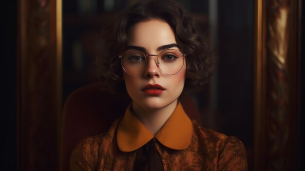 Une femme portant des lunettes cerclées d'or