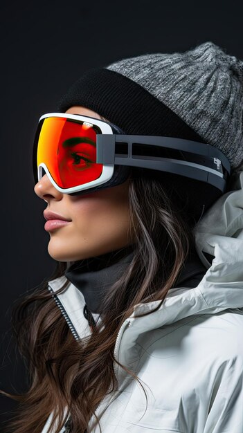 Femme portant des lunettes de neige