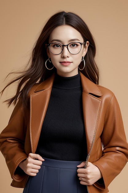 Photo une femme portant des lunettes et un pull noir