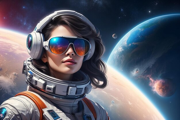 Une femme portant des lunettes de soleil dans l'espace