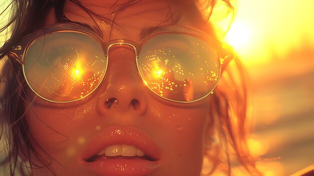 Photo une femme portant des lunettes de soleil avec les mots 