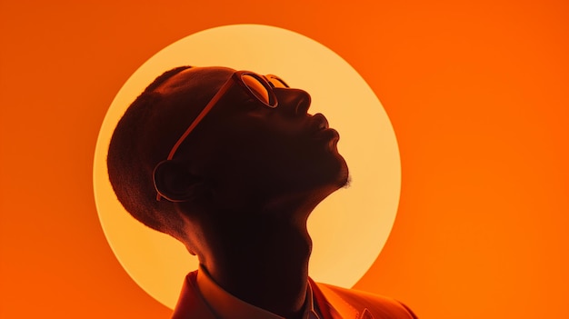 une femme portant des lunettes de soleil regarde un soleil avec un soleil en arrière-plan