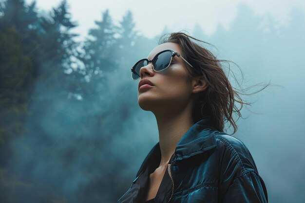 Femme portant des lunettes de soleil