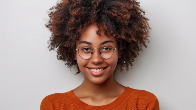 Une femme portant des lunettes sourit à la caméra.