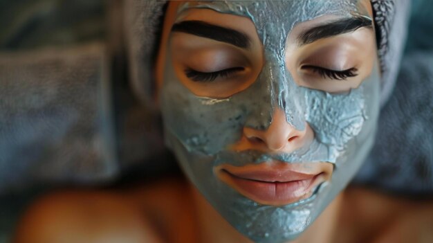 Une femme portant un masque bleu