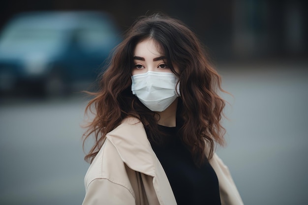 une femme portant un masque facial dans la rue