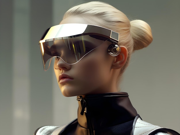 Une femme portant une paire de lunettes futuristes