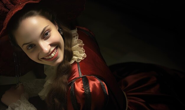 Photo une femme portant une robe rouge et un chapeau rouge