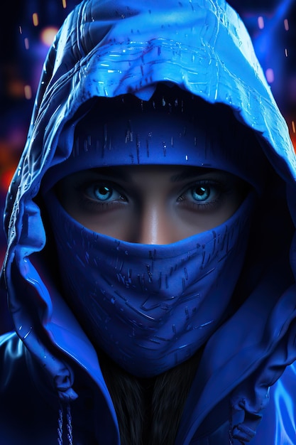 une femme portant un sweat à capuche bleu