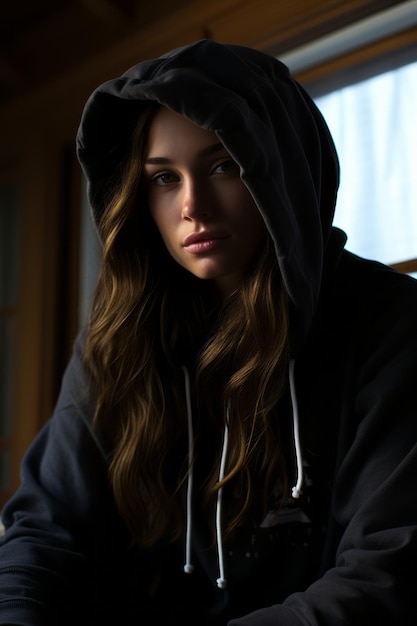 Photo une femme portant un sweat à capuche