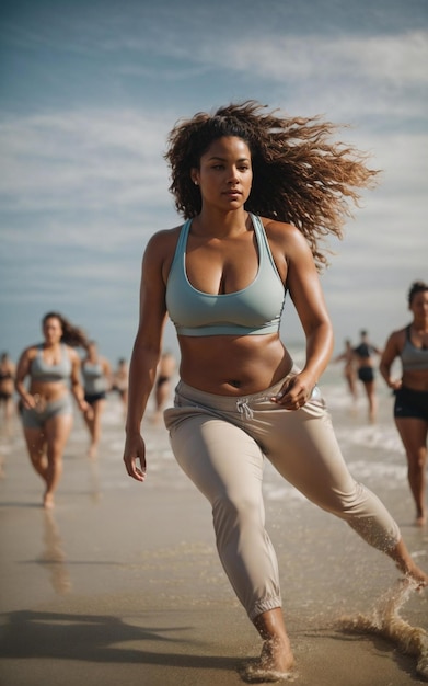 Une femme portant un top bikini avec le mot " sur lui ".