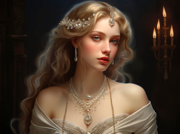 Photo une femme porte des bijoux en diamants et en perles.
