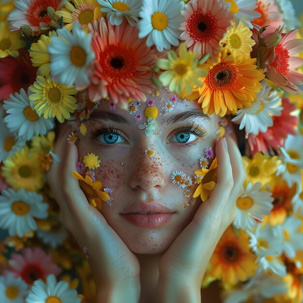 Photo une femme porte une couronne de fleurs sur la tête.