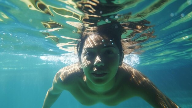 Une femme posant sous l'eau