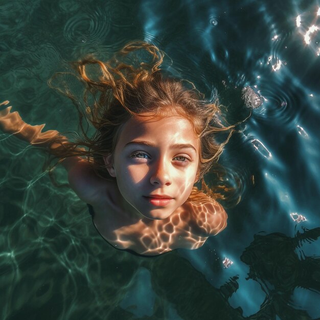 Photo une femme posant sous l'eau