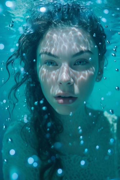 Une femme posant sous l'eau