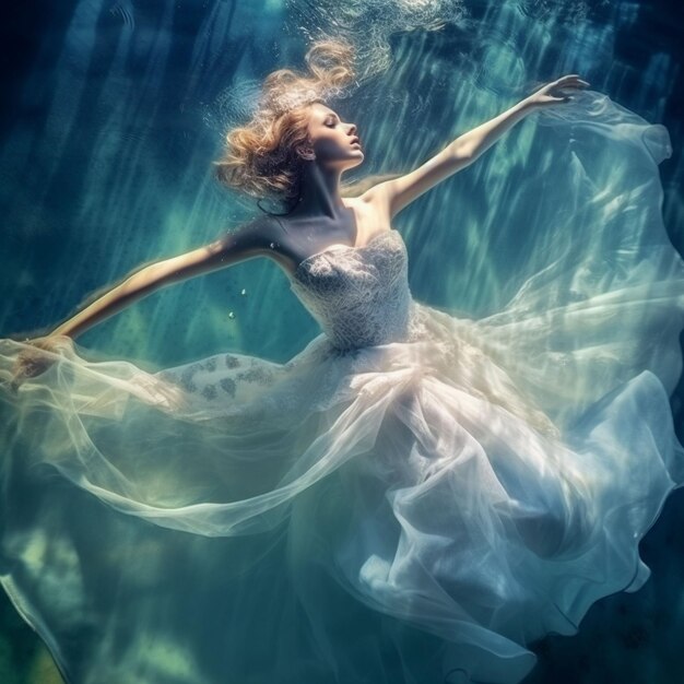 Photo une femme posant sous l'eau