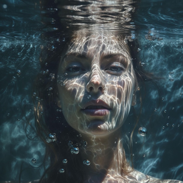 Une femme posant sous l'eau