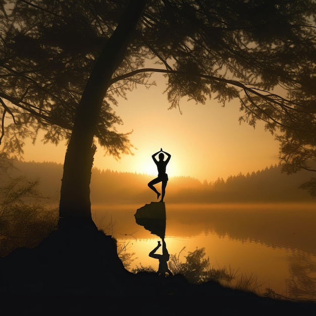 Une femme pratiquant le yoga