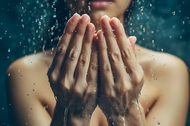 Une femme prend une douche chaude et relaxante