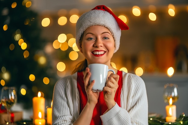 La femme prépare le dîner de Noël