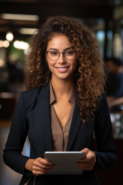 Une femme professionnelle avec une tablette numérique