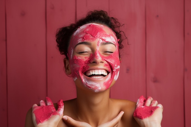 Une femme profitant d'un frottement facial au litchi