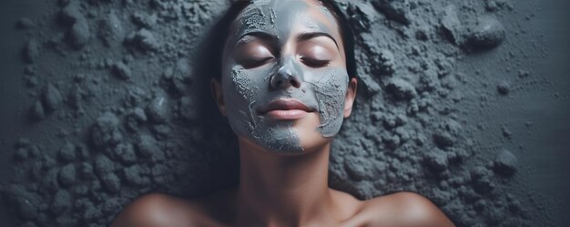 Une femme profite d'une journée dans un centre de spa en appliquant un masque facial portrait génératif en gros plan ai