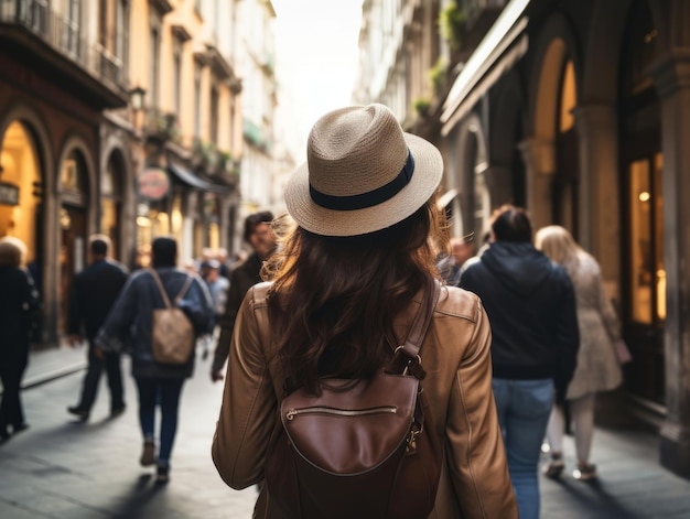 Photo une femme profite d’une promenade tranquille au cœur de la ville