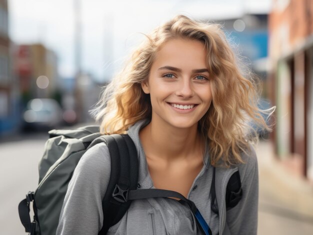 Une femme profite d’une promenade tranquille au cœur de la ville