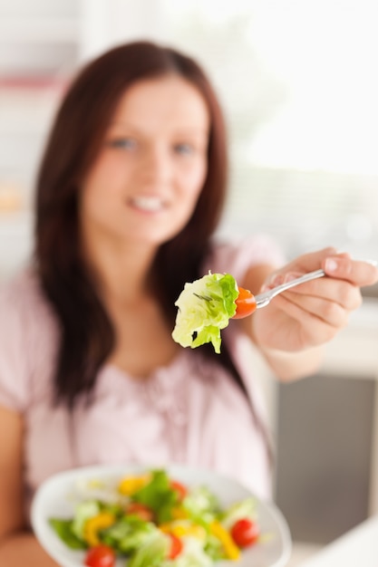 Femme, projection, salade