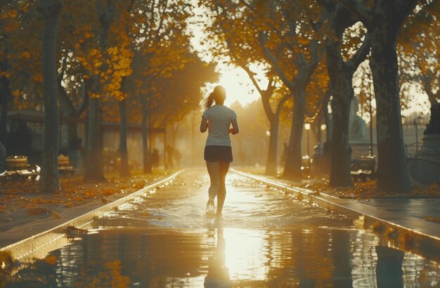 Photo femme qui court, qui fait du jogging en bonne santé