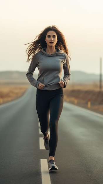 Femme qui court sur la route