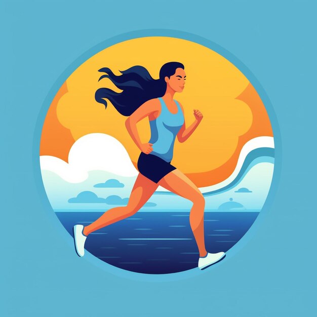 Une femme qui court en vêtements de sport faisant du jogging dans la nature illustration vectorielle