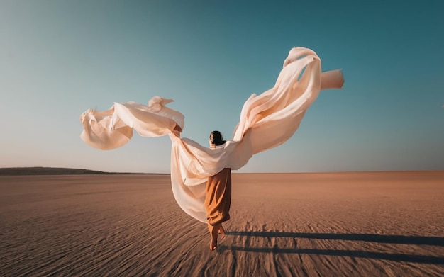 femme qui danse dans le désert