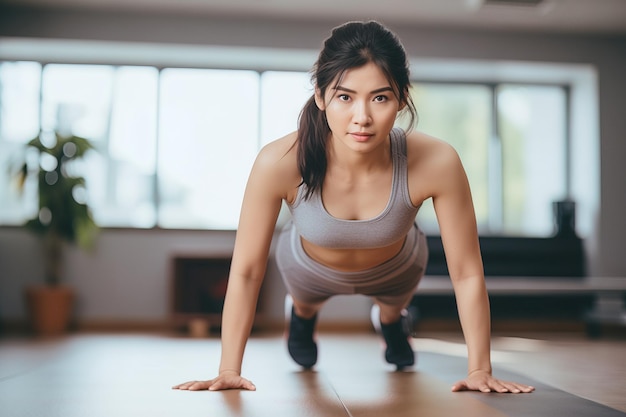 Une femme qui fait de l'exercice.