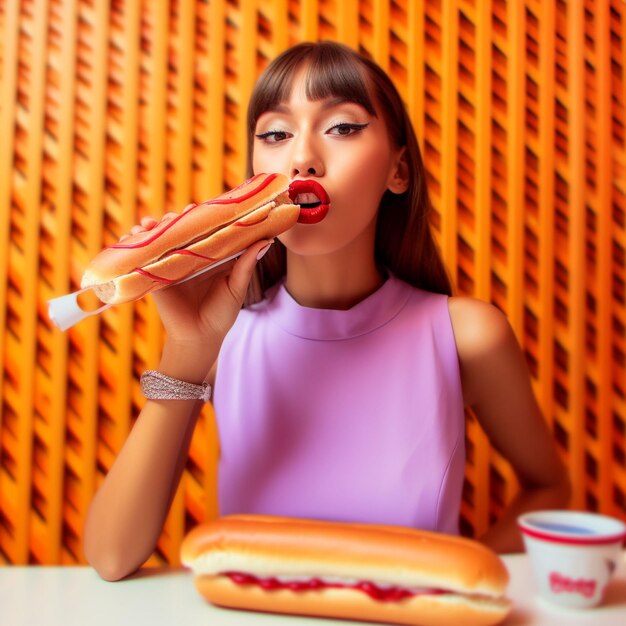 une femme qui mange de la nourriture