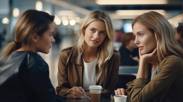 femme qui parle dans un aéroport