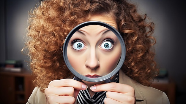 Une femme qui regarde à travers une loupe